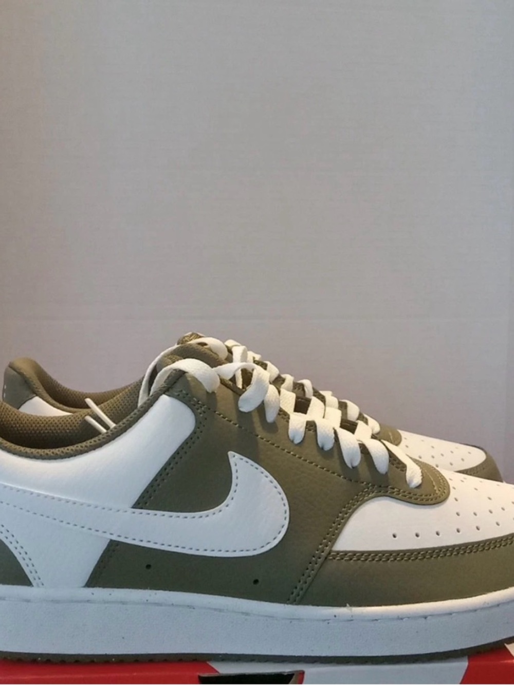 Nike Men’s Court Vision Low Sneakers - White & Olive - Size 10.5